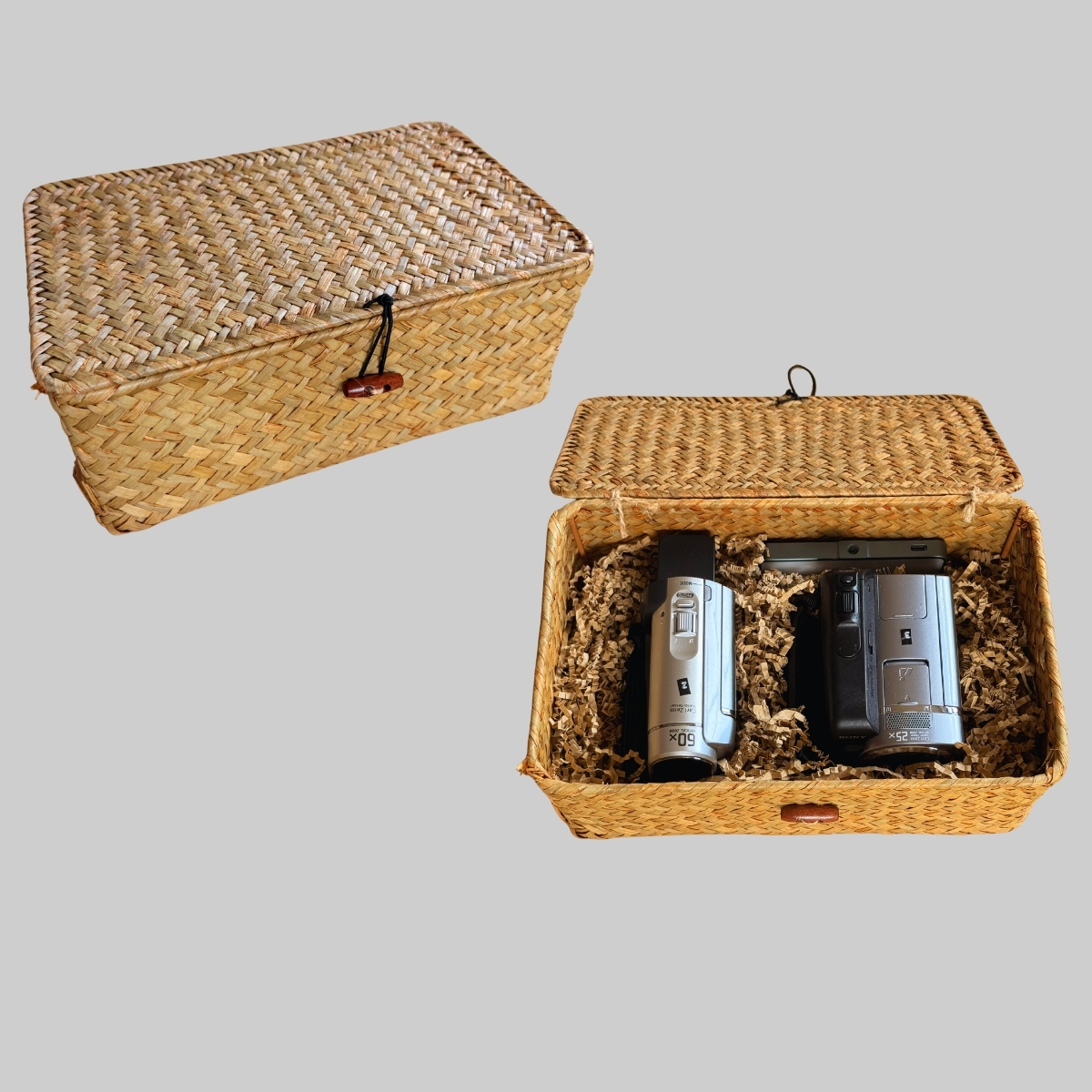 wicker hamper camcorder wedding display